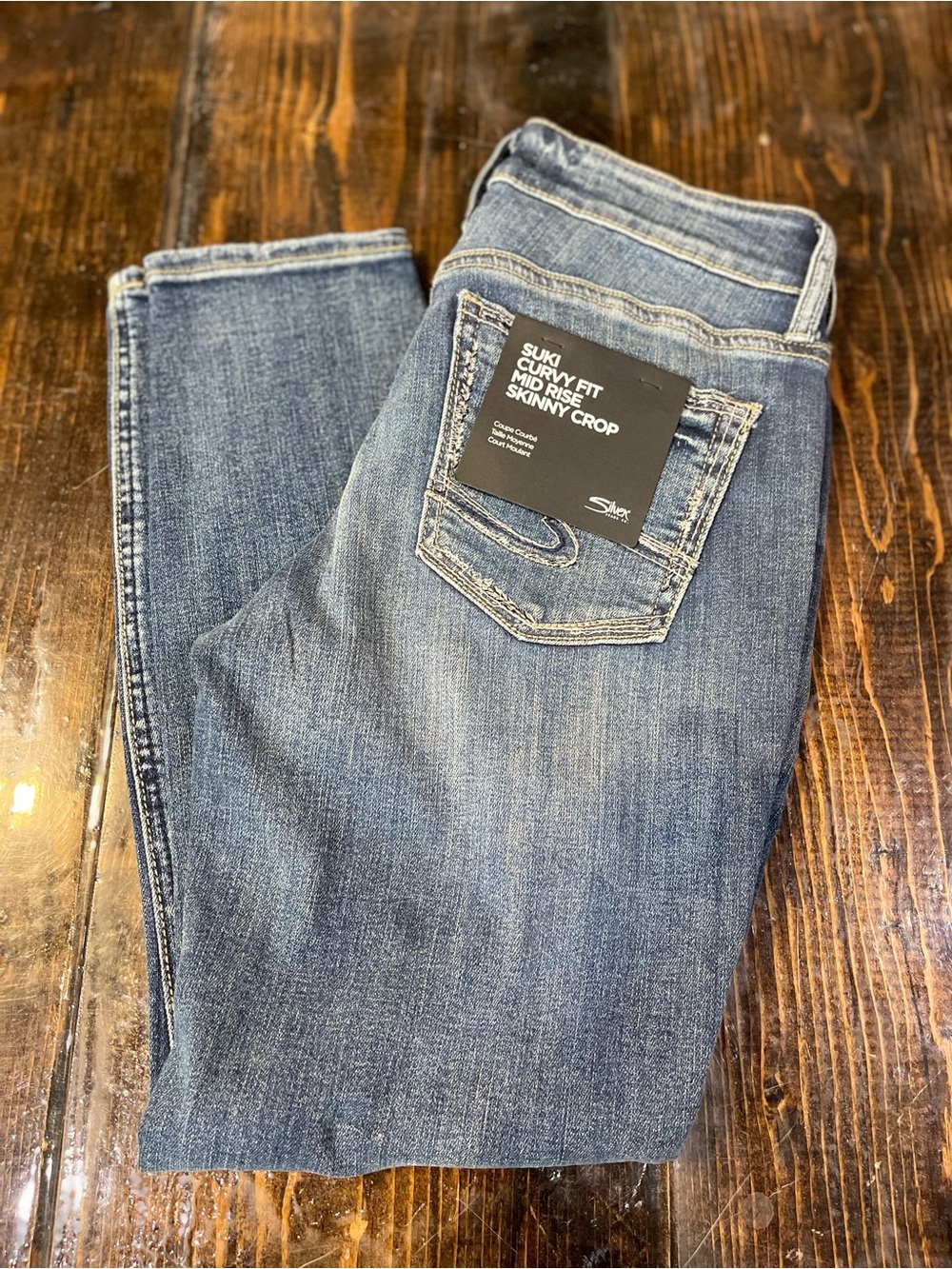 Silver Jeans Suki Curvy Fit Mid Rise Skinny Crop Jeans - Denim Blue